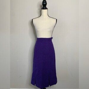 Avoca Collection Purple Vintage High Waist Midi A-Line Skirt